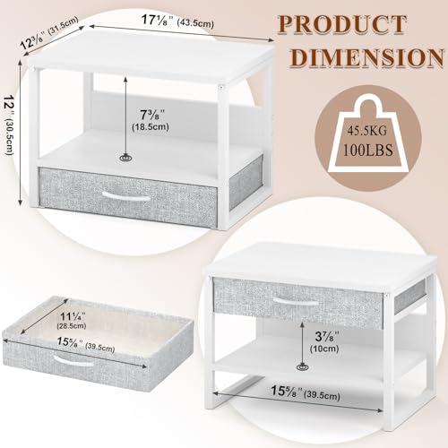 image for MARTY Printer Stand with Storage Drawer for Desk, 2-Tier Desktop Print