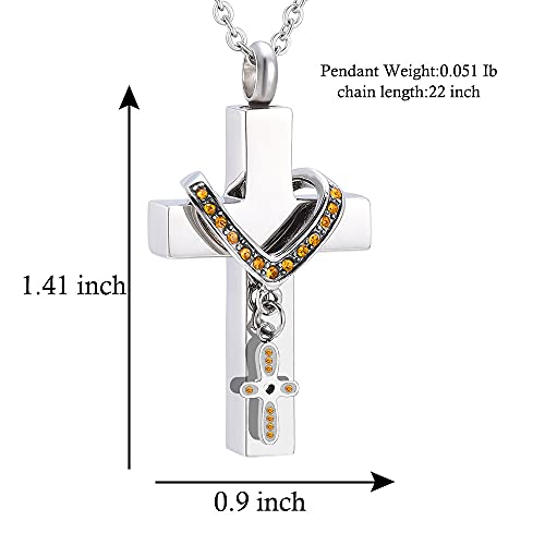 Cremation Cross Necklace for Ashes Stainless Steel Double Cross Urn Pendant Ashes Holder Waterproof Memorial Jewelry Gift2