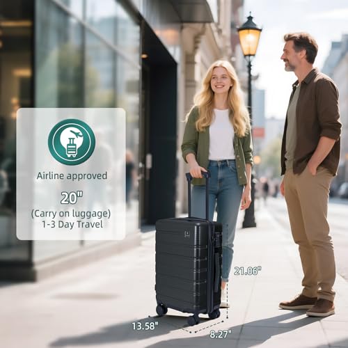 Image of Luggage Sets 3 Piece, 100% PC Hardside Luggage with Spinner Wheel TSA LOCK Lightweight Quiet Suitable for Men and Women, Family Y01 Dark Gray 20 /24 /28(Diagonal stripes)