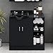 Salon Shampoo Station with Bowl, Freestanding Rolling Cabinet with Storage Shelves and Towel Rack, All-in-One Mobile Hair Wash Unit for Salon, Spa, Barbershop Organization, Black