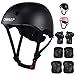 Qissep Set di protezioni per casco per bambini, set di protezioni in linea, ginocchiere, gomitiere, protezione per il polso per skateboard, bicicletta, scooter, pattini a rotelle, colore nero