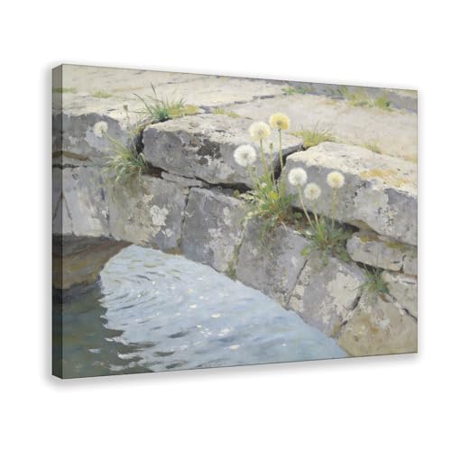 Framed Dandelion in Stone Wall Poster - Whimsical Wall Art