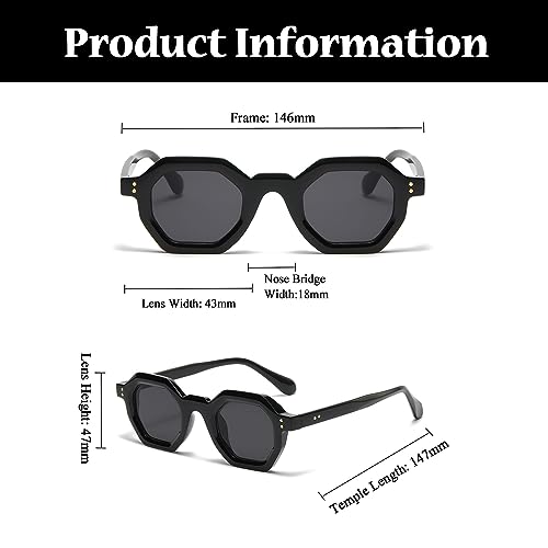 LJCZKA Retro Octagon Sunglasses for Women Men Trendy Unisex Vintage Polygon Shades Small Square Sun Glasses3
