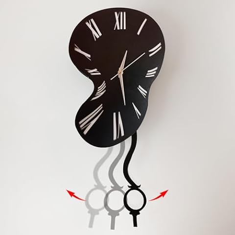 Trend Tick Salvador Dali Melting Pendulum Wall Clock Watch Melted Clock Swinging Wall Clock for Home Decor, Decorative Clock for Living Room, Bedroom, Office. Cover