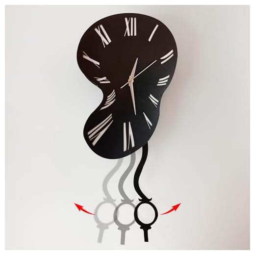 Salvador Dali Melting Pendulum Wall Clock Watch Melted Clock Swinging Wall Clock for Home Decor, Decorative Clock for Living Room, Bedroom, Office.