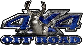 Weston InkDeer Hunting Edition with Buck and Doe 4x4 ATV Truck or SUV Vehicle Decal/Sticker Kit in Blue Camouflage