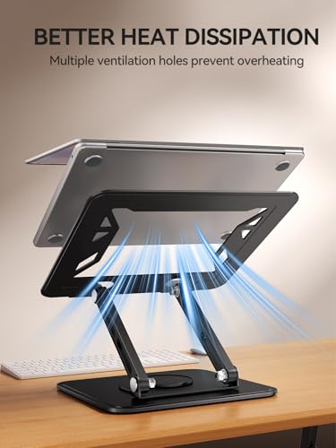 Image of tounee Laptop Stand for Desk, Adjustable Computer Stand Holder with 360 Rotating Base, Ergonomic Laptop Riser Compatible with MacBook Pro Air, All Laptops 10-15.6 inch-Black