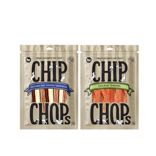 Image of Combo of Chip Chop DogTreat, Healthy Nutritious Treat, Chicken & Codfish Sandwich and Chicken Tenders Easily Digestible Treats, Suitable for All Dog Breeds, Each 70 gm