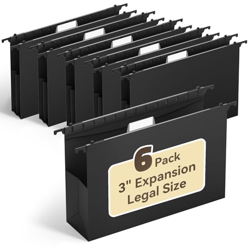 Ansook Plastic Legal Size Hanging File Folders,Reinforced 3