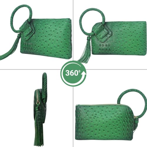 Image of NGIL Faux Leather Mini Wristlet Purse | Women's Handbag, Fashion Wristlet Wallet, Compact Everyday Purse with Fringe Tassel