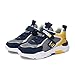 TERBOFIN Boys Slip-on Sports Shoes Fashion Sneakers Soft Breathable Hook and Loop Athletic Running Tennis Shoes for Big Kids Grey Yellow Size 5