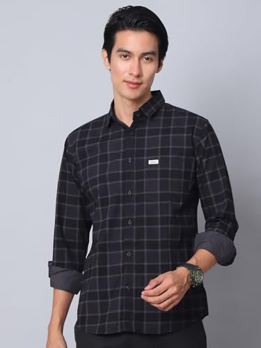 Image of Majestic Man Comfort Cotton Slim Fit Checked Casual Shirt for Men