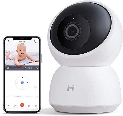 Security Camera, IMILAB 1296p HD Home Smart Camera, 360° Rotational View, Night Vision, 2-Way Talk, Motion Tracking Sound Detection, for Baby Elder Pet （White）