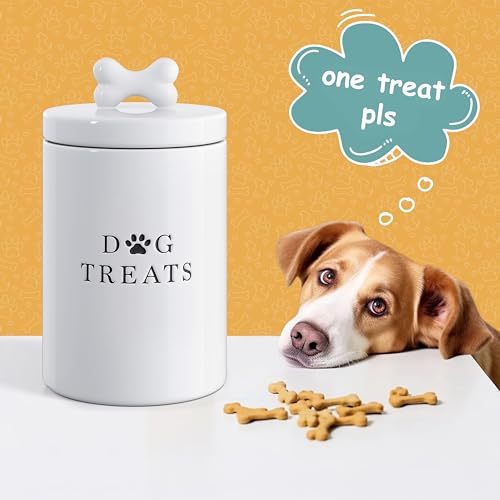 Barnyard-Designs-Large-Dog-Treat-Container-Airtight-with-Lid-Cute-Rustic-Ceramic-Dog-Treat-Storage-Jar-for-Kitchen-Counter-White Barnyard Designs Large Dog Treat Container Airtight with Lid Cute Rustic Ceramic Dog Treat Storage Jar for Kitchen Counter White
