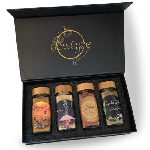Gewürz Geschenkset | Edles Gewürzset mit 4 Sorten aus aller Welt | Rauchsalz aus Kanada | Baharat...