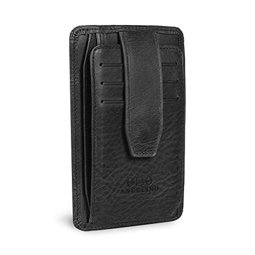 RFID Blocking Minimalist Men’s Wallet - Slim, Italian Leather Credit Card Holder and Zippered Coin Slot