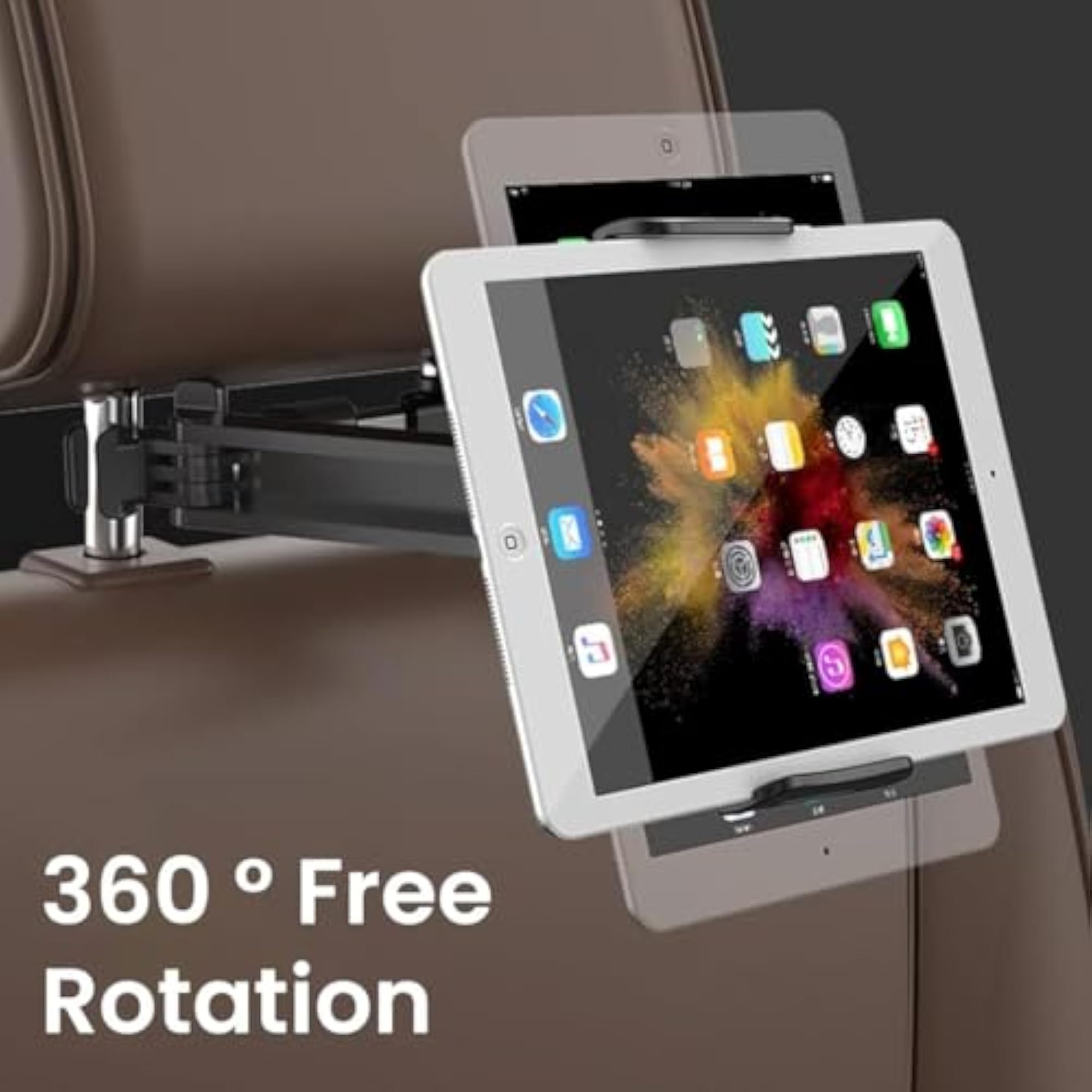 Car Tablet Holder, 360 Rotating Headrest Mount