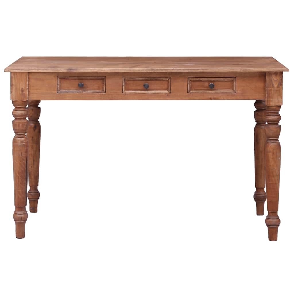 Scrivania con cassetti in legno massiccio riciclato, 117 x 57 x 75 cm, rustica, compatta, per home office, computer e gaming, versatile, utilizzabile come tavolino o tavolo consolle