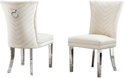 Best Quality Furniture SC360-367 Sillas de comedor, cremaplata