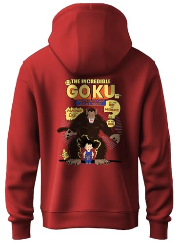 Image of XENOVAURBAN Anime Hoodie | Unisex Fit Cotton Fleece | Graphic Printed Pullover Hooded Sweatshirt - HOPU-FB-DBZ-RED-2XL