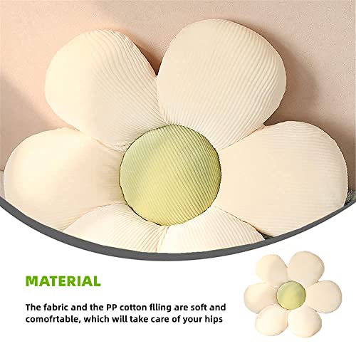 Lehu Flower Floor Pillow, Flower Shaped Seating Cushion -Cute Flowe Pillow For Girls Tweens Room Decor Floor Pillow For Reading And Lounging Comfy (White + Green-15'') #TOP1