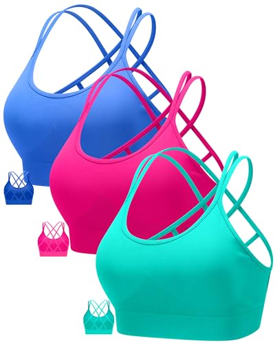 Image of RUNNING GIRL Sports Bras for Women 3Pack Strappy Bra