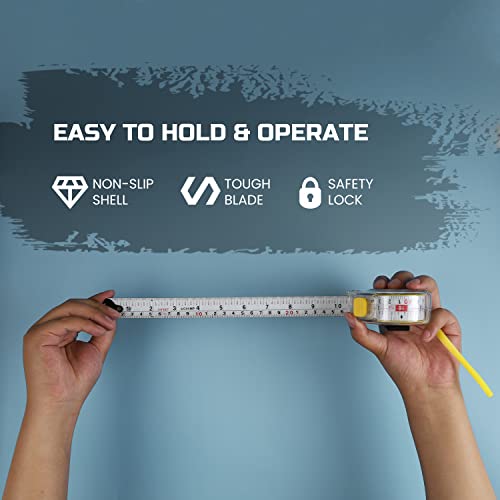 Lichamp 25Ft/7.5M Sae And Metric Tape Measure 6 Pack, Retractable And Easy Read Measuring Tape Bulk Set, Min 1/8 Inch Fraction And 1Mm Scale, Crystal Case E6Tp #TOP4