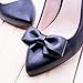 Fashion Removable Black White Red Blue Assorted Color Synthetic Leather Bow Shoe Clips Pair (Black)