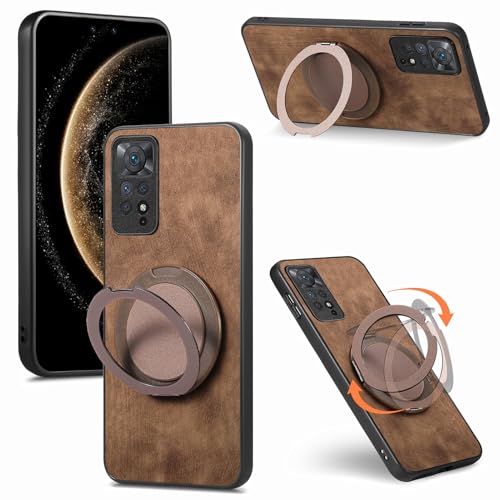 Jiajihua Case Compatible with Huawei nova 12,Compatible with Huawei nova 13 Built-in Magnet [PC+TPU+PU] 3 in 1 Two-Way Kickstand Anti-Drop Cover Brown