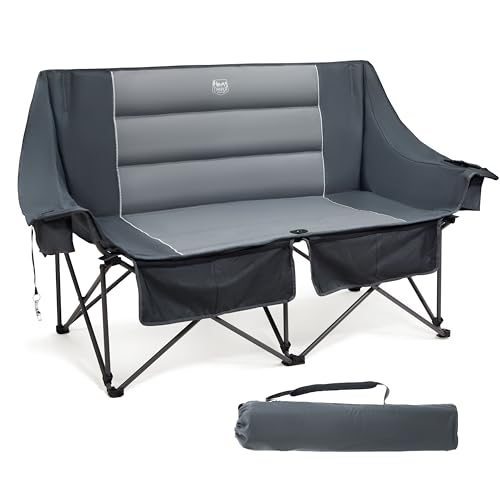 TIMBER RIDGE Sedia da Campeggio Pieghevole per 2 Persone, da Campeggio, 320 kg, Larghezza della Seduta 124 cm, per Esterni, XXL, 2 Posti, con Tasche Laterali, Schienale Alto, per Esterni, Giardino