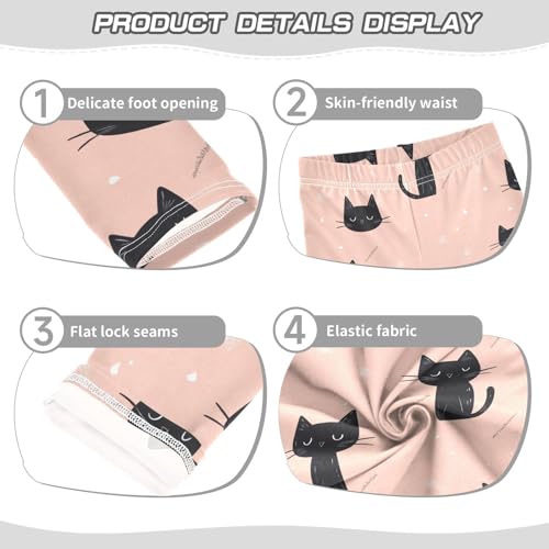 Girls Leggings Black Cats Pink Soft Toddler Leggings for Girls Kids Pants Size 4T-10T3