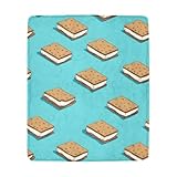 Ice Cream Sandwich Pattern Throw Blanket, 50'x60' Super Soft Flannel Fleece Throw Blankets, Lightweight Cozy Fuzzy Blanket for for Couch Sofa Chair Bed Camping