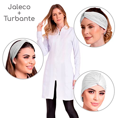 Jaleco Feminino Acinturado C/Zíper e Punhos + brinde 1 Touca Profissional Frete Gratis (P (Tam. 38/4