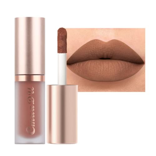 Image of evpct 1Pcs Light Nude Soft Brown Matte Liquid Lipstick Lip Gloss Glossy Set for Black Women 24 Hour Silky Velvet Lipstick labiales matte larga duracion mate 24 horas originales 12#