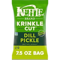 1 of Kettle Brand Potato Chips, Krinkle Cut, Dill Pickle Kettle Chips, 7.5 Oz