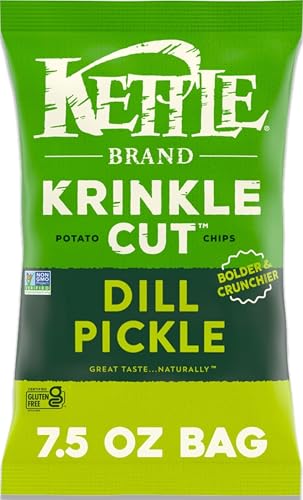 Kettle Brand Potato Chips, Krinkle Cut, Dill...