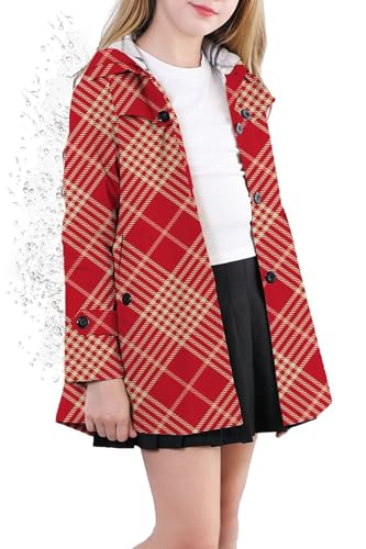 Image of Cromoncent Girl's Rain Jackets Waterproof Hoodie Trench Coat Cute Dress Coat Outerwear, 3-12 Years