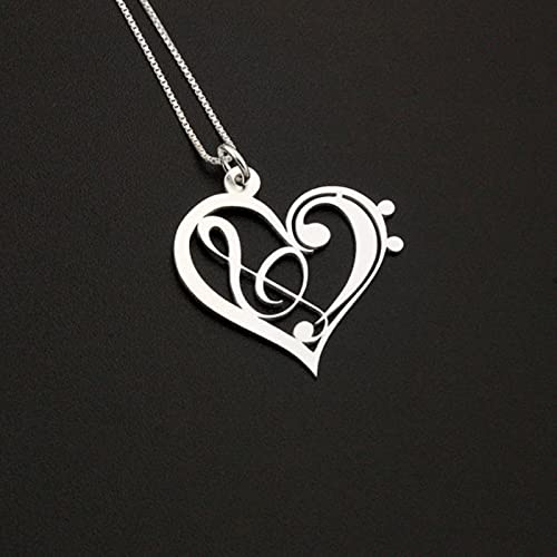 SONGK 1 Uds, Corazón de Acero Inoxidable, Clave de Sol, Clave de Sol, Clave de Sol, Collar de corazón, Nota Musical, Clave de Sol, Colgante, joyería con Encanto