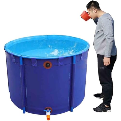 Piscina grande plegable de lona redonda con soporte, diseño grueso duradero para cultivo koi y riego agrícola, fácil de instalar, capacidad de 1,2 x 1 m/1100 L