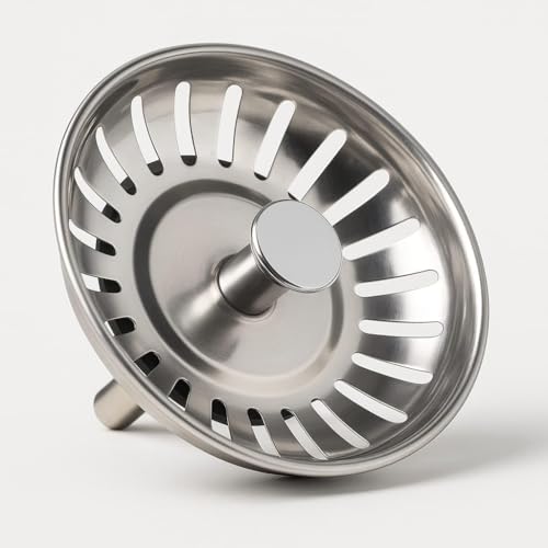 Tappo per Lavello Cucina 78mm Acciaio Inox – Filtro Tappo Universale per Lavandino con Chiusura a Pressione – Tappo Scarico Antiodore per Lavello Cucina e Bagno, Facile da Pulire e Installare