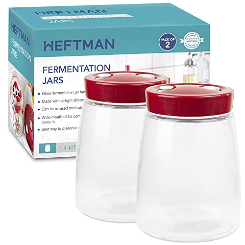 HEFTMAN Tarro De Fermentación Vaso Con Ventilación De Liberación De Aire De 1 Vía Ideal Para Seguridad Ideal Para Una Fermentación Segura - 1.4L - Paquete de 2