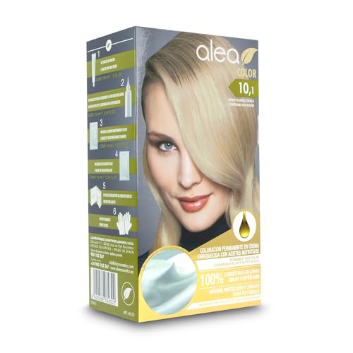 ALEA - Tinte Pelo Mujer - Alea Color - Nº 10.1 K - Color Rubio Platino Ceniza - Coloración Permanente en Crema - con Aceite de Argán y Macadamia - Cobertura de Canas - Máxima Protección y Cuidado