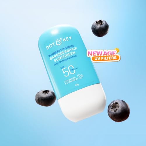 Dot & Key Blueberry Hydrate Barrier Repair Sunscreen In-Vivo Tested SPF 50+ PA++++ | With Ceramides & Hyaluronic, Hydrates & Protects Skin | Repairs Damaged Skin, Lightweight, Non-Sticky, Non-Greasy | 30g - Image 3