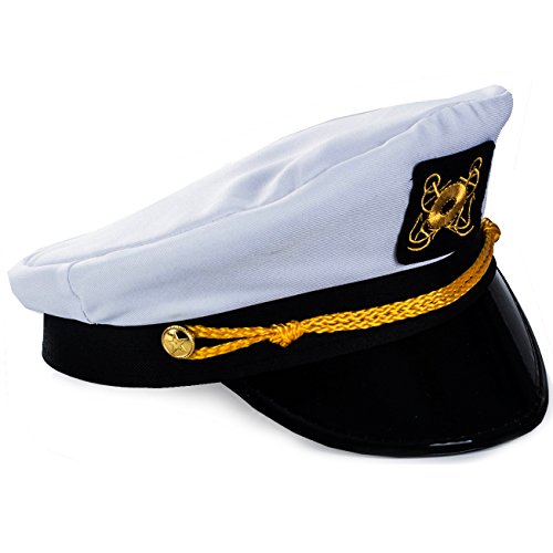 image for Funny Party Hats Adult Captain's Yacht Hat and White Cotton Sailor Hat