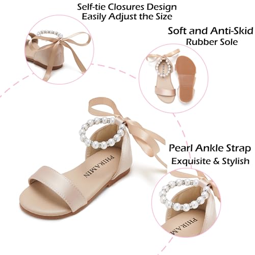 Image of PHIRAMIN Toddler Girl Sandals - Flower Girl Dress Shoes Open Toe Little Kid Wedding Party