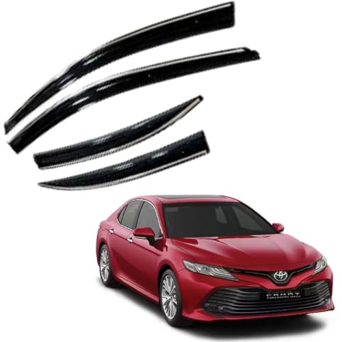 Image of CAR SAAZ Chrome Line Door Visor for Camry (2019-2024)(Set of 4Pcs) | Rain Guard | Wind Deflector