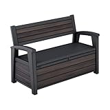 Keter Panchina da Giardino Deco, Finitura Effetto Legno Rosewood, Vano Contenitore, 227L, ...