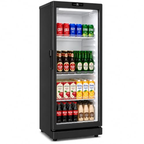 Image of GRS Commercial Display Refrigerator with Glass Door Lock | Cool Air Flow & Temperature | Beverage fridge, Drink and Wine Cooler with Adjustable Display Shelf for Stores and Bars | Black, 6.0 Cu. Ft