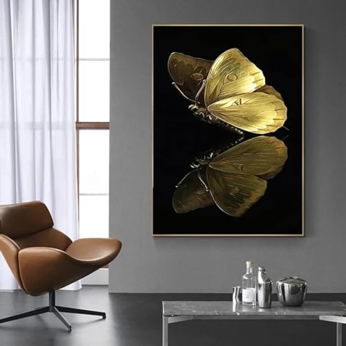 Impression papillon doré tableau abstrait moderne 60x80cm - 4
