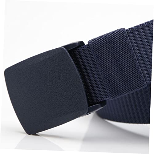 NOLITOY 2 Pcs Canvas Waist Belt Adjustable Outdoor Training Belt Plastic Buckle for Men Lightweight Casual Webbing in Green and Dark Blue for Hiking and Exploration3